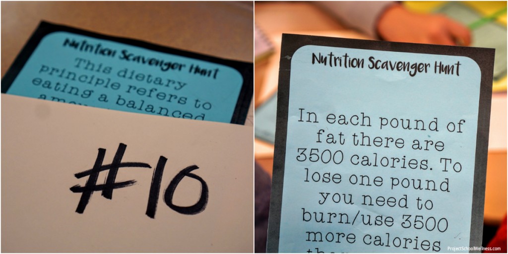 Nutrition Scavenger Hunt - Clue Cards + Folder