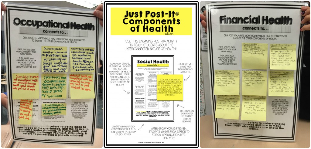 Just Post-It Components of Health - Preview photo, Health Lesson PLan