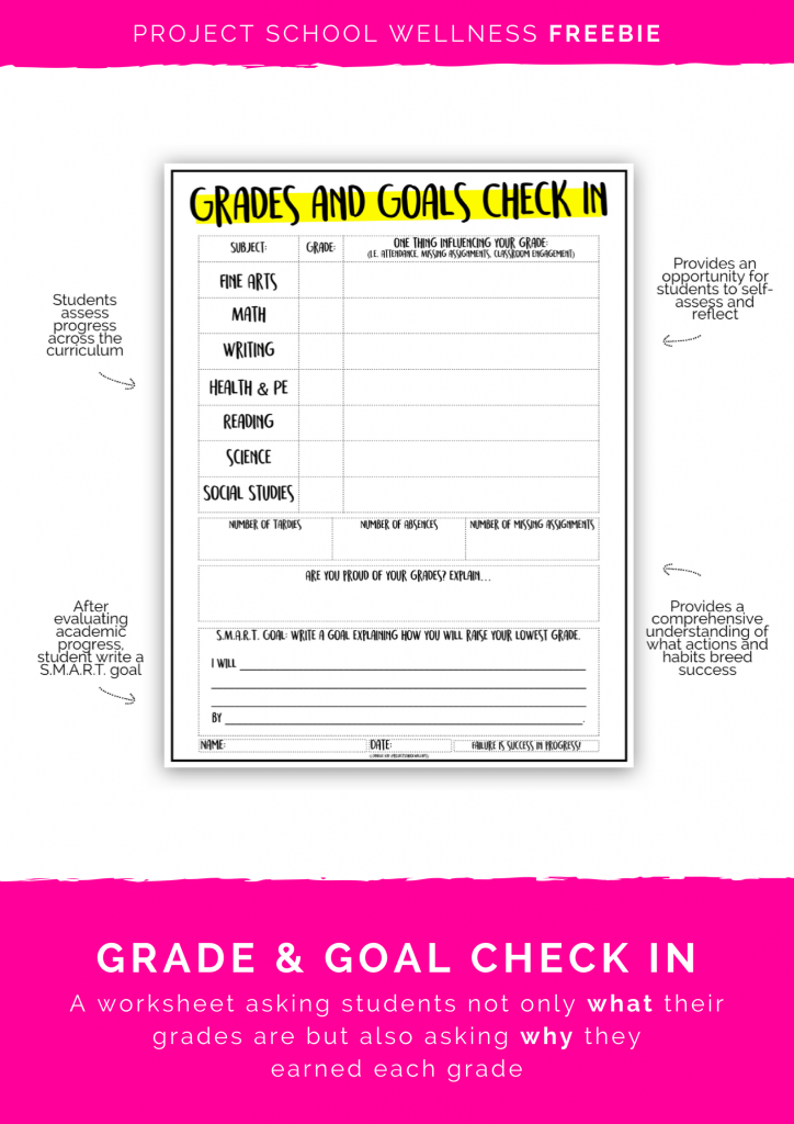 Student progress worksheet - Improve student success by increasing accountability with this Project School Wellness resource