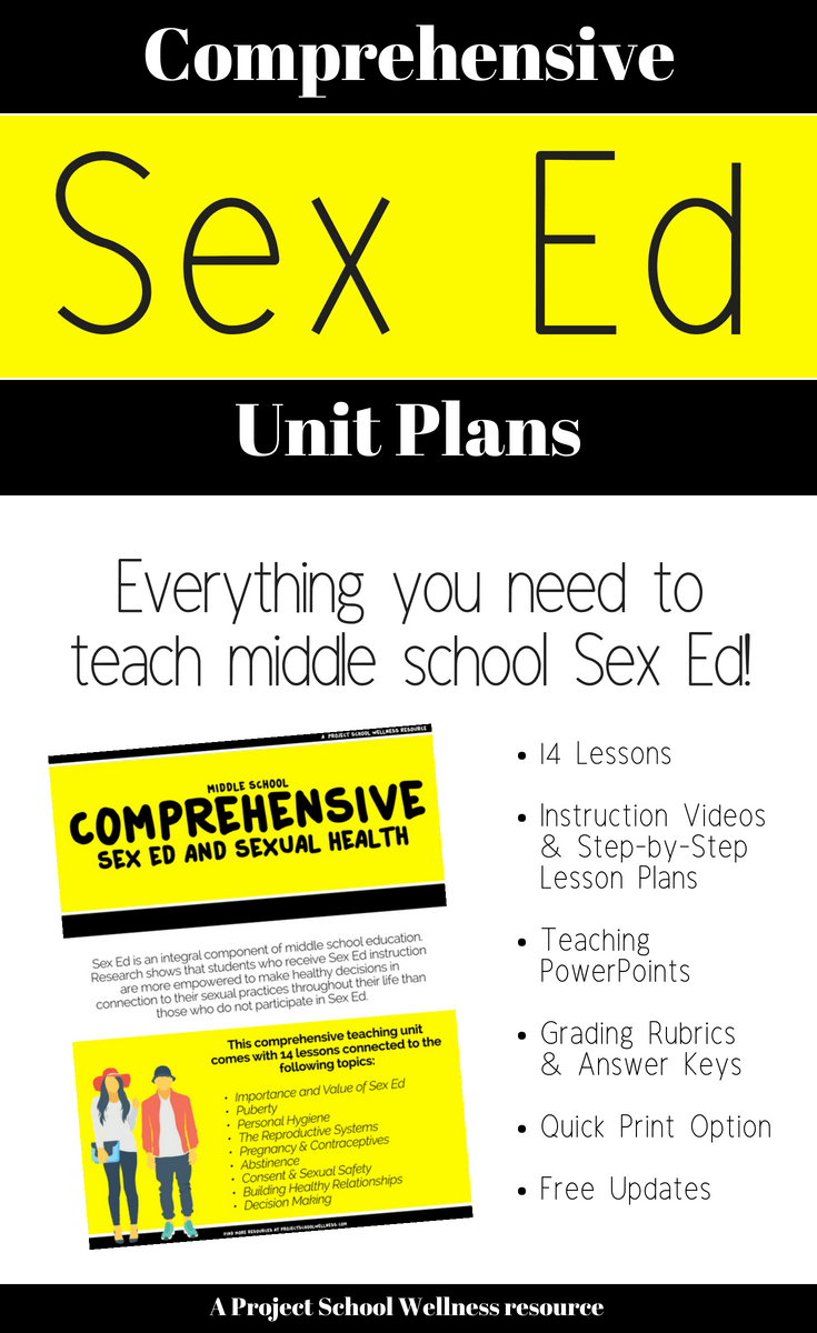 Let's talk about sex and middle school sex ed - - 5 Reasons Why You Need to Teach Comprehensive Sex Ed - - Project School Wellness' Comprehensive Sex Ed Unit & Lesson Plans are a must have for any middle school teacher! 