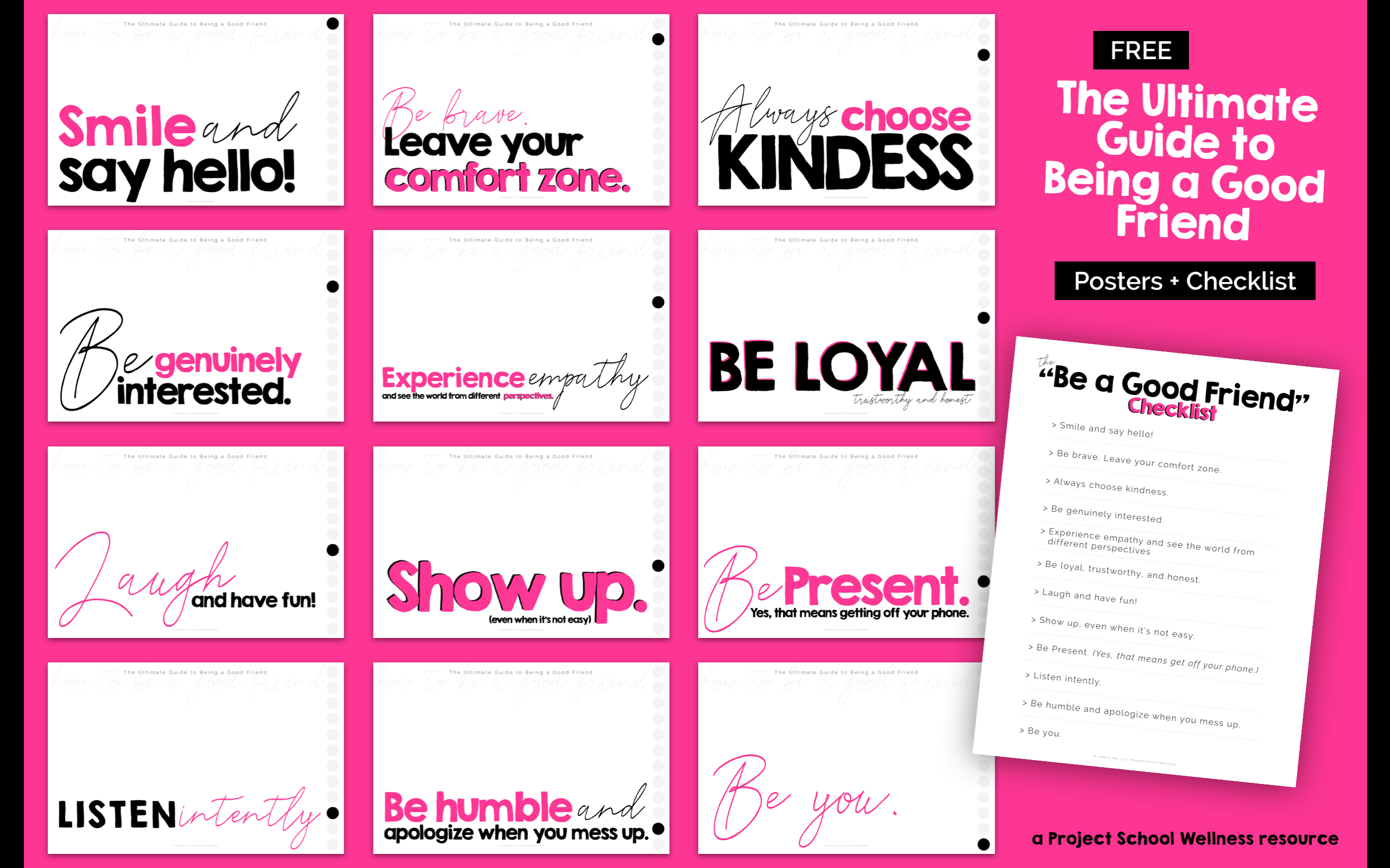 Free Classroom Posters - How to be A Good Friend. Use these posters in your classroom to promote being a good friend. Each poster features a social habits connected to being a good friend. These free classroom posters are perfect for any middle school classroom across the curriculum. Head over to Project School Wellness to download and print your posters. Free Classroom Posters - How to be A Good Friend. Use these posters in your classroom to promote being a good friend. Each poster features a social habits connected to being a good friend. These free classroom posters are perfect for any middle school classroom across the curriculum. Head over to Project School Wellness to download and print your posters.